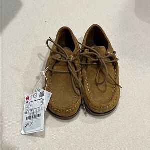 Zara Tan Suede Moccasin Shoes